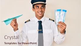  Presentation with airplane pilot - Cool new PPT layouts with young-hispanic-man-wearing-airplane backdrop and a lemonade colored foreground