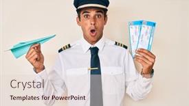  Presentation with airplane pilot - Presentation theme consisting of young-hispanic-man-wearing-airplane background and a lemonade colored foreground