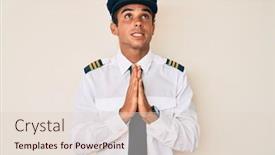  Presentation with airplane pilot - Beautiful PPT theme featuring young-hispanic-man-wearing-airplane backdrop and a lemonade colored foreground