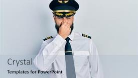  Presentation with airplane pilot - Presentation theme consisting of young-hispanic-man-wearing-airplane background and a light blue colored foreground