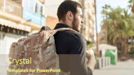  Presentation with backpack - PPT theme with young-hispanic-man-wearing-backpack background and a violet colored foreground