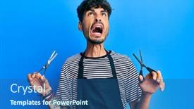  Presentation with barber - Theme enhanced with young-hispanic-man-wearing-barber background and a ocean colored foreground