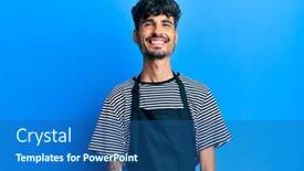  Presentation with barber - Colorful theme enhanced with young-hispanic-man-wearing-barber backdrop and a ocean colored foreground