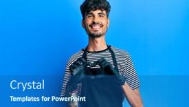  Presentation with barber - Amazing slide set having young-hispanic-man-wearing-barber backdrop and a ocean colored foreground
