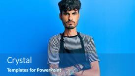  Presentation with barber - Audience pleasing slide set consisting of young-hispanic-man-wearing-barber backdrop and a ocean colored foreground