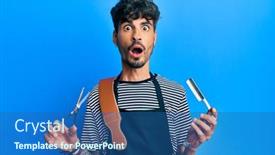  Presentation with razor - Colorful presentation theme enhanced with young-hispanic-man-wearing-barber backdrop and a ocean colored foreground