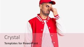  Presentation with bad breath - Presentation design enhanced with young-hispanic-man-wearing-baseball background and a coral colored foreground