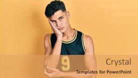 Presentation with basketball - Slide deck consisting of young-hispanic-man-wearing-basketball background and a yellow colored foreground