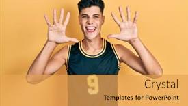  Presentation with basketball referee - Presentation design consisting of young-hispanic-man-wearing-basketball background and a yellow colored foreground