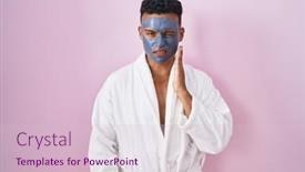  Presentation with face mask - Presentation design with young-hispanic-man-wearing-beauty background and a lemonade colored foreground