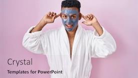  Presentation with face mask - Slide set featuring young-hispanic-man-wearing-beauty background and a lemonade colored foreground