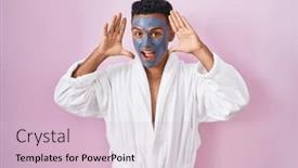 Presentation with face mask - PPT theme featuring young-hispanic-man-wearing-beauty background and a lemonade colored foreground