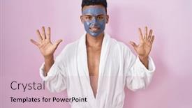  Presentation with face mask - Presentation design enhanced with young-hispanic-man-wearing-beauty and a lemonade colored foreground