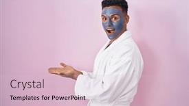  Presentation with face mask - Presentation enhanced with young-hispanic-man-wearing-beauty and a lemonade colored foreground