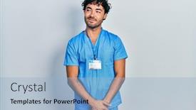  Presentation with male nurse - Presentation featuring young-hispanic-man-wearing-blue background and a  colored foreground