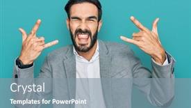  Presentation with music business - Presentation theme featuring young-hispanic-man-wearing-business background and a seafoam green colored foreground