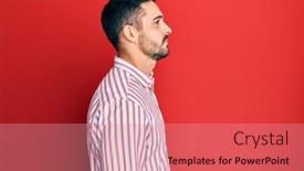  Presentation with business profile - Presentation theme enhanced with young-hispanic-man-wearing-business background and a coral colored foreground