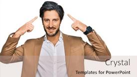  Presentation with great idea - PPT theme enhanced with young-hispanic-man-wearing-business background and a mint green colored foreground