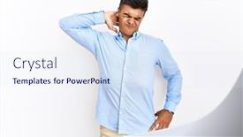  Presentation with injury - PPT theme with young-hispanic-man-wearing-business background and a  colored foreground