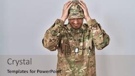  Presentation with migraine - Theme consisting of young-hispanic-man-wearing-camouflage background and a coral colored foreground