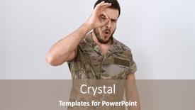  Presentation with army - Slide set featuring young-hispanic-man-wearing-camouflage background and a coral colored foreground