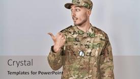  Presentation with army - Presentation featuring young-hispanic-man-wearing-camouflage background and a coral colored foreground