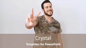  Presentation with army - Presentation with young-hispanic-man-wearing-camouflage background and a coral colored foreground