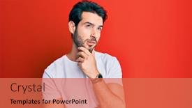  Presentation with tshirt - Colorful presentation enhanced with young-hispanic-man-wearing-casual backdrop and a coral colored foreground
