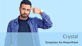  Presentation with acne - Amazing PPT layouts having young-hispanic-man-wearing-casual backdrop and a light blue colored foreground