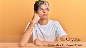  Presentation with hispanic - Presentation theme featuring young-hispanic-man-wearing-casual background and a coral colored foreground