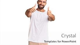  Presentation with tshirt - Beautiful PPT layouts featuring young-hispanic-man-wearing-casual backdrop and a white colored foreground