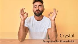  Presentation with meditation - Slide set having young-hispanic-man-wearing-casual background and a coral colored foreground