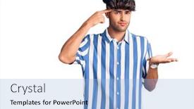  Presentation with think - Cool new PPT layouts with young-hispanic-man-wearing-casual backdrop and a light blue colored foreground