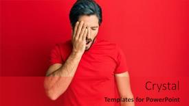  Presentation with face pain - Colorful slide deck enhanced with young-hispanic-man-wearing-casual backdrop and a red colored foreground