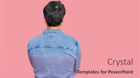  Presentation with clothes - PPT theme with young-hispanic-man-wearing-casual background and a coral colored foreground