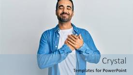  Presentation with chest - PPT theme consisting of young-hispanic-man-wearing-casual background and a light blue colored foreground