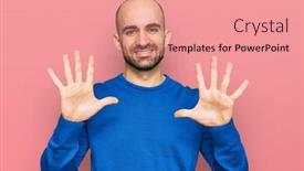  Presentation with number - PPT theme having young-hispanic-man-wearing-casual background and a coral colored foreground
