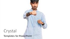  Presentation with violence - Colorful presentation theme enhanced with young-hispanic-man-wearing-casual backdrop and a white colored foreground