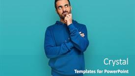  Presentation with young man wearing a hat - Slide set consisting of young-hispanic-man-wearing-casual background and a teal colored foreground