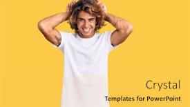  Presentation with tshirt - Presentation design with young-hispanic-man-wearing-casual background and a yellow colored foreground