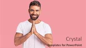  Presentation with tshirt - Presentation featuring young-hispanic-man-wearing-casual background and a coral colored foreground