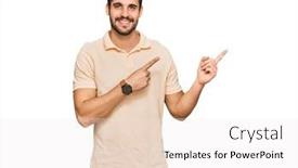  Presentation with fingers - Colorful PPT theme enhanced with young-hispanic-man-wearing-casual backdrop and a white colored foreground