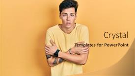  Presentation with young man wearing a hat - Slide set with young-hispanic-man-wearing-casual background and a yellow colored foreground