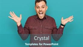  Presentation with winner announcement award success - PPT layouts having young-hispanic-man-wearing-casual background and a ocean colored foreground