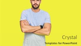  Presentation with negative - Presentation enhanced with young-hispanic-man-wearing-casual background and a yellow colored foreground