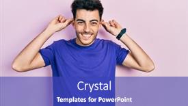  Presentation with ears - PPT theme enhanced with young-hispanic-man-wearing-casual background and a royal blue colored foreground