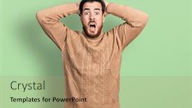  Presentation with mouth - PPT theme with young-hispanic-man-wearing-casual background and a coral colored foreground