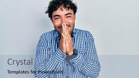  Presentation with praying hands - Presentation theme consisting of young-hispanic-man-wearing-casual background and a light blue colored foreground