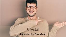  Presentation with hispanic - Slides featuring young-hispanic-man-wearing-casual background and a coral colored foreground