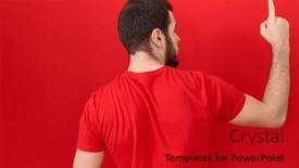  Presentation with finger - PPT theme consisting of young-hispanic-man-wearing-casual background and a crimson colored foreground